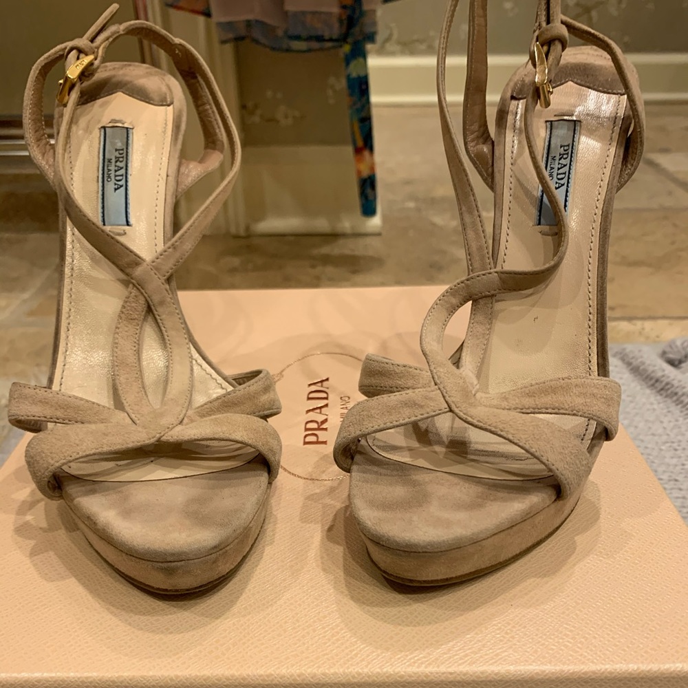Nude suede Prada Sandals Calzature Donna SZ 37.5